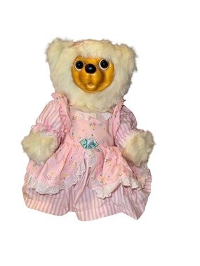 Plush Bear Doll in Pink Floral Dress